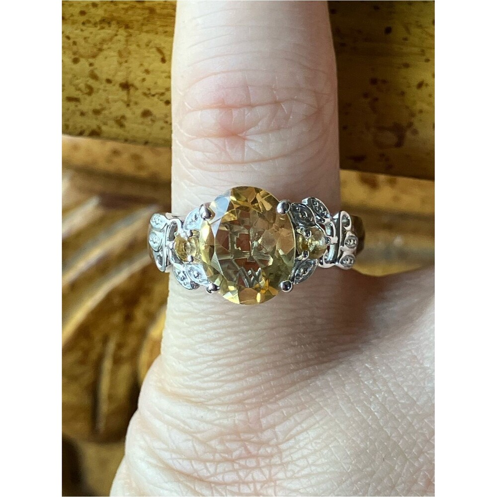 Natural Brazilian Citrine Sterling Silver Ring Size 5